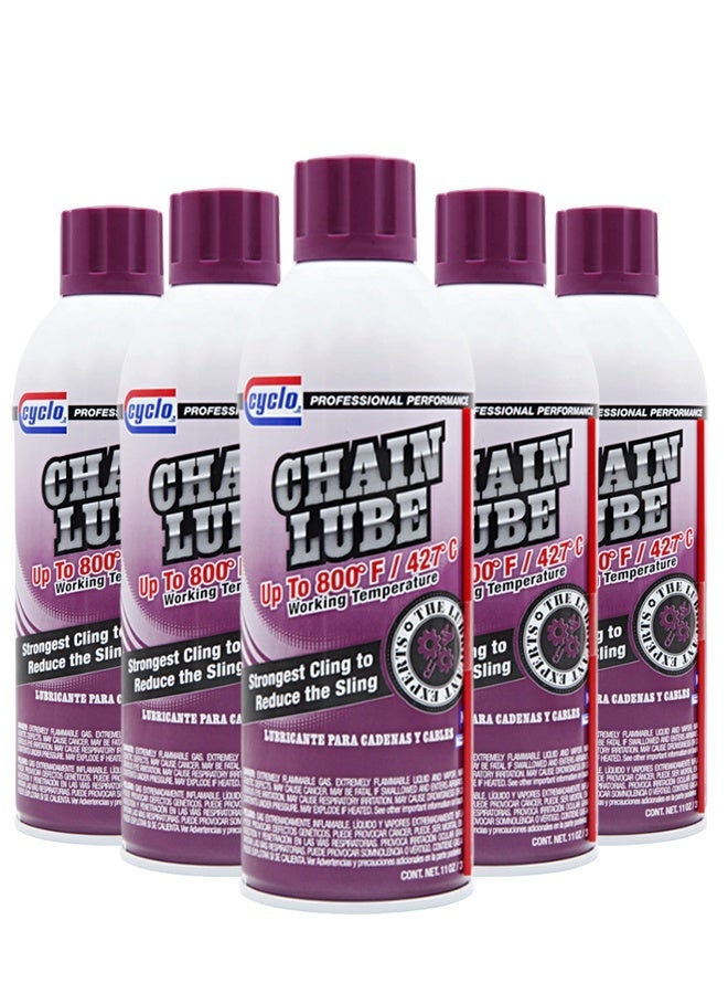 cyclo 5 Piece Combo Motorcycle Chain Lube Spray – High-Temperature Lubricant up to 800°F / 427°C – Reduces Friction & Wear, Prevents Rust, Water Resistant, Long-Lasting Performance for Smooth & Quiet Ride – 11oz - Image 1